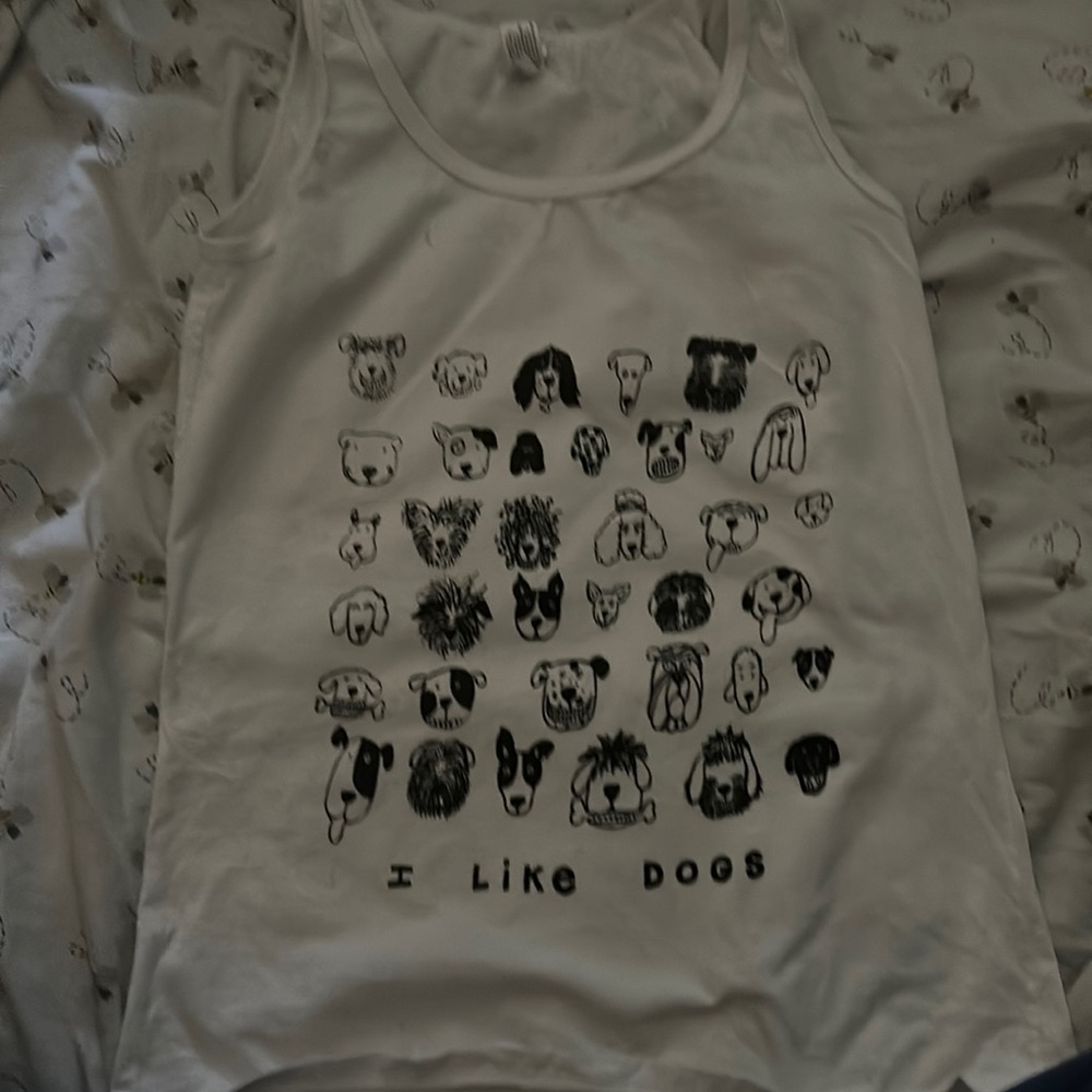 White dog tank top